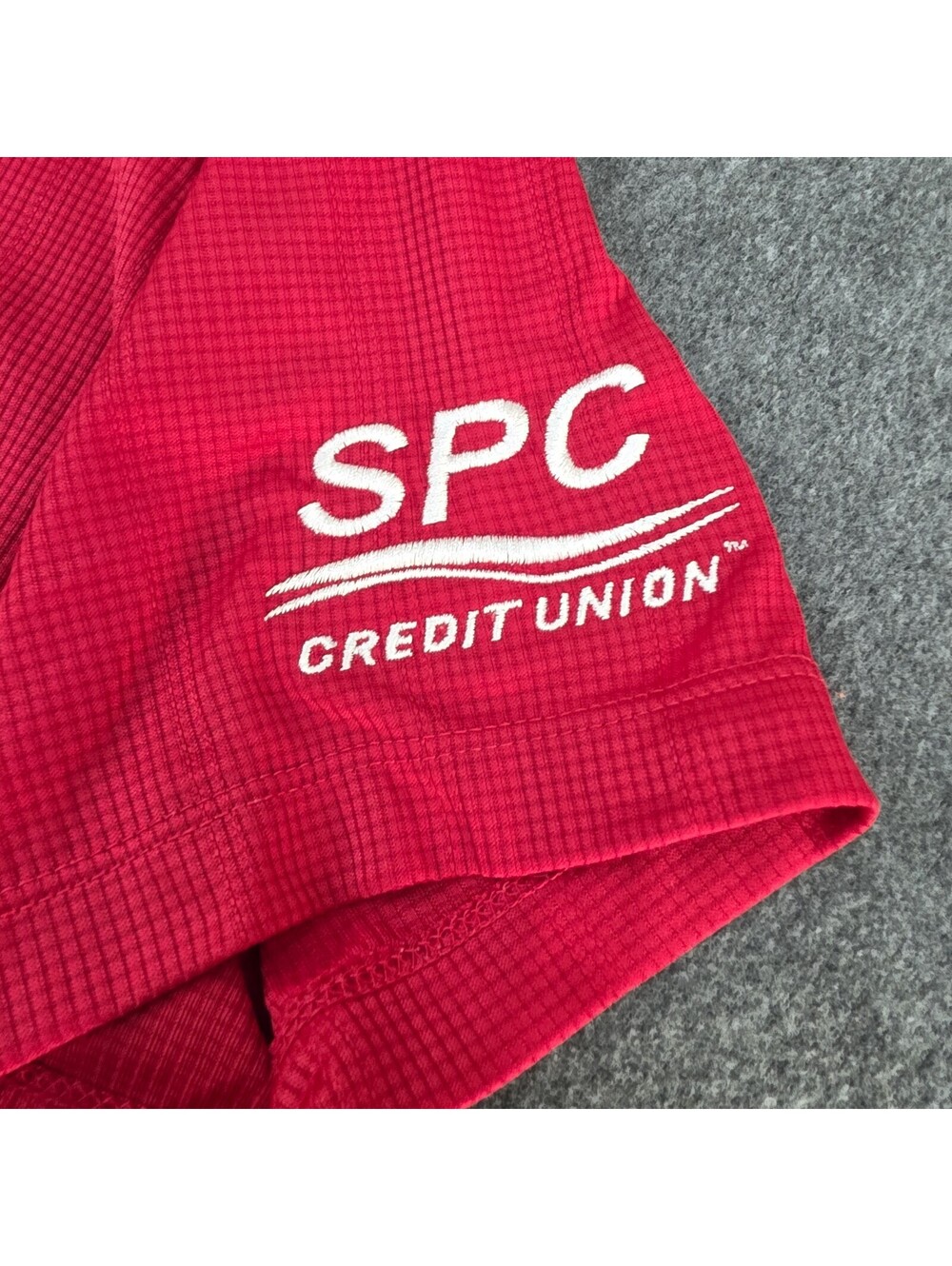 Port Authority Womens Polo Shirt Size M Red Short Sleeve V-Neck SPC Credit Union - Picture 3 of 9